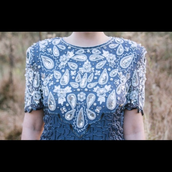 Vintage Beaded Silk Cocktail Dress - Picture 3 of 4